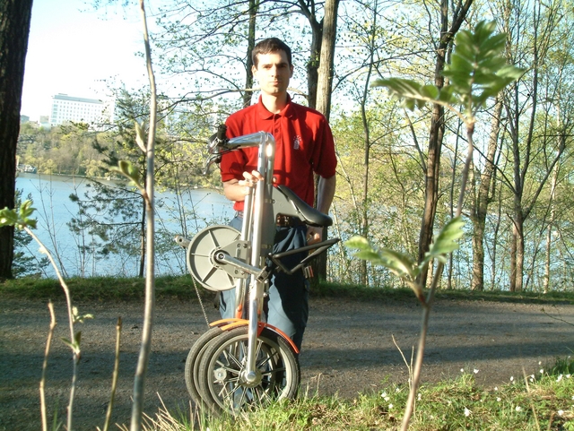 Demonstrating my new Strida Bicycle