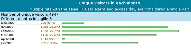 Visitors by month VT2008