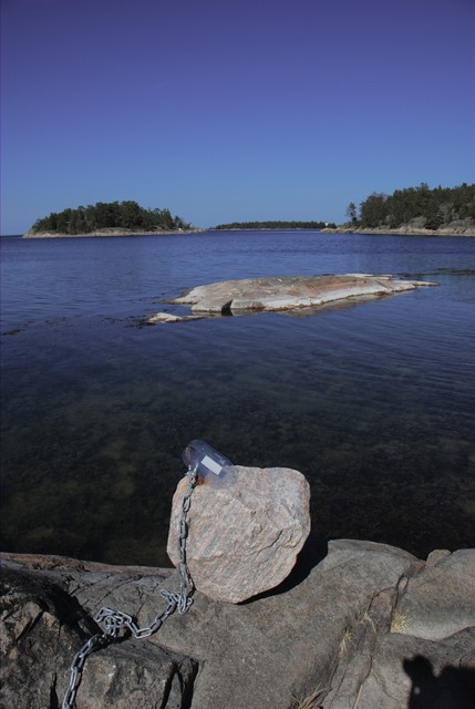 A rock with a map