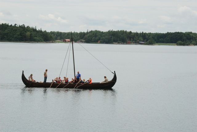 Wiking ship visiting harbour day