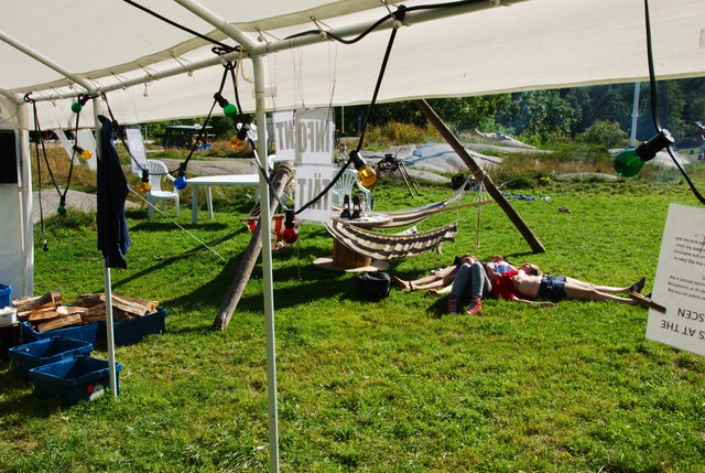 Sleeping Outside the Info Tent